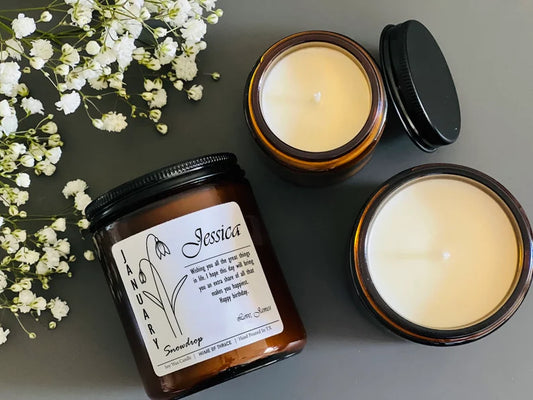 Birth Month Flower Candle | Personalized Birthday Message For Her , Him | Birthday Gift for friend