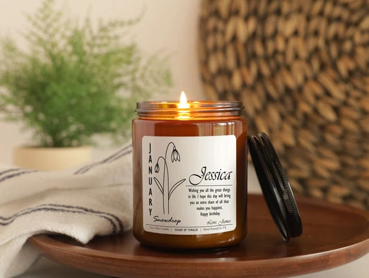Birth Month Flower Candle | Personalized Birthday Message For Her , Him | Birthday Gift for friend