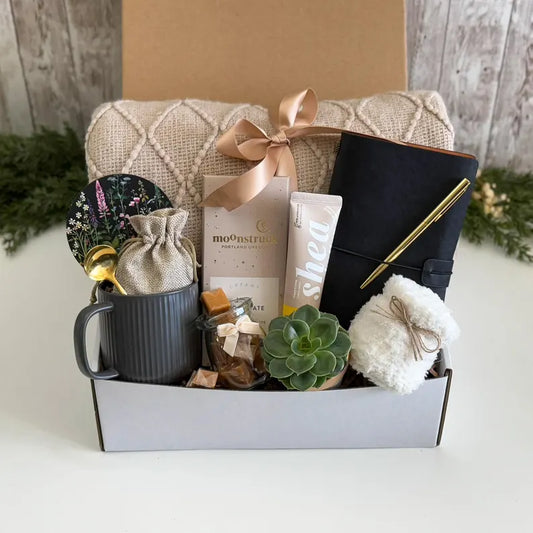 Hug In A Box, Encouragement Gift, Mom Gift Set, Hygee Gift Box, Thinking Of You Box, Cozy Care Package, Self Care Basket, Blanket Gift Box